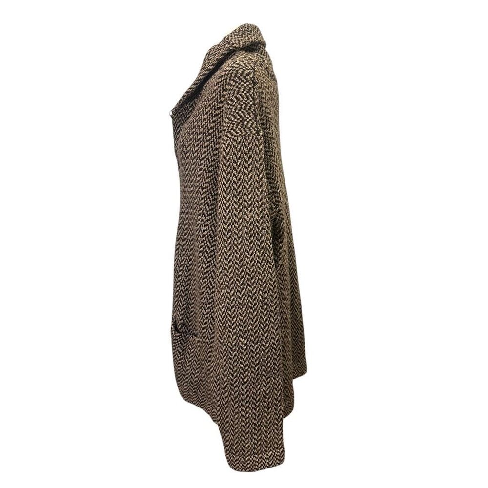 POLO Ralph Lauren 100% Lambswool Brown Herringbone Sweater Cardigan XXL Vintage - Picture 5 of 9